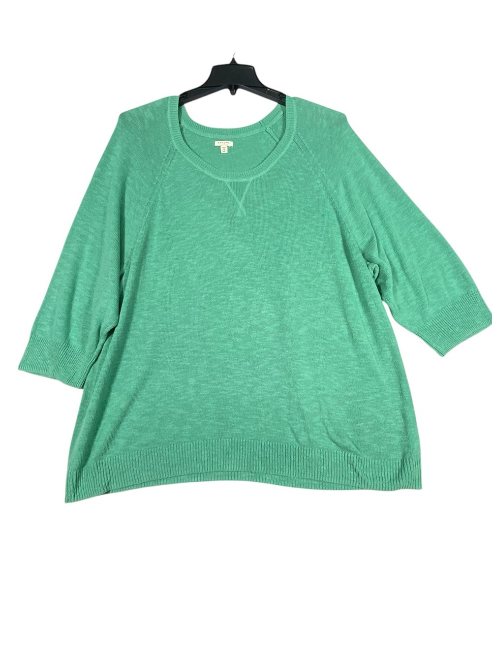 Sonoma Life + Style Sweater Women's 3X Mint Green 3/4 Raglan Sleeve Oversized